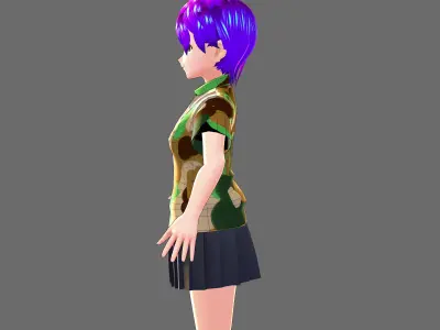 ASUNA  in another clothes from military Low-poly 3D model