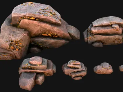 Golden Ore Nugget Gold Mine Mineral Low-poly 3D model
