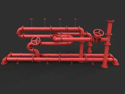Modular Industrial Pipe System Low-poly 3D model
