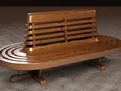 Antique wooden bench 3D model purchase