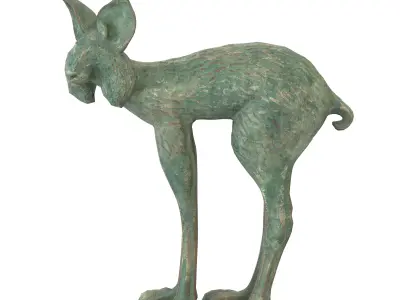 Lynx rusted statues Low-poly 3D model