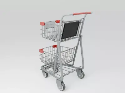 Grocery Cart Small Low-poly 3D model