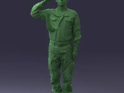 000082 Military Soldier Saluting 0915 3D model