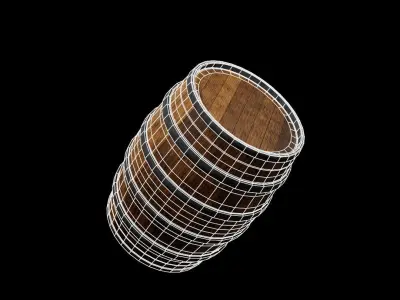 Old Wooden Barrel Low-poly 3D model buy
