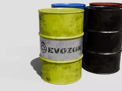Oil drum set Low-poly 3D model