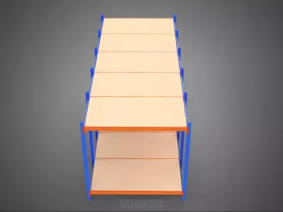 FRAME HORIZONTAL WOOD METAL WAREHOUSE SHELVING STORAGE RACK TRAY 3D model