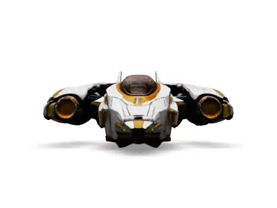 SciFi Starship White Gold Explorer Low-poly 3D model