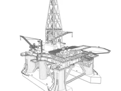 Semi Submersible Drilling Rig 3D model