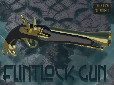 Flintlock gun Low-poly 3D model