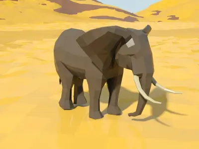 Elephant 3d model animated Low-poly 3D model