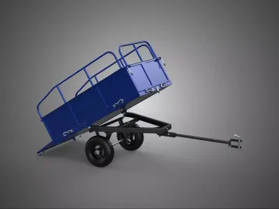 TILTED DUMP TRAILER CARGO CART WAGON TRACTOR CAR TRUCK VEHICLE 2 3D model