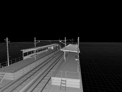 A Train stop created with 3ds Low-poly 3D model