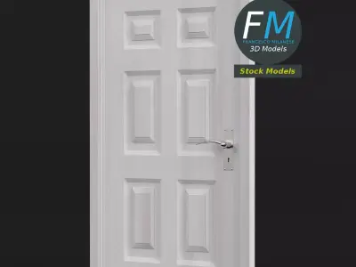 Six raised panel door 3D model