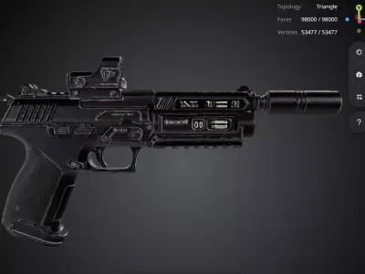 Black Pistol 3D model buy