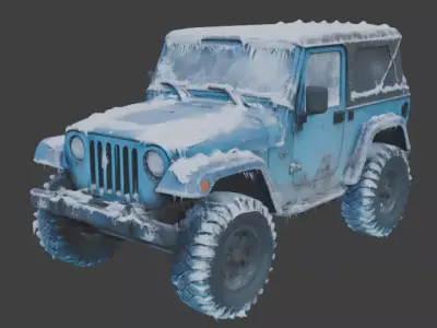 Frozen Damaged Off Road Jeep 3D Model V01 Low-poly 3D model