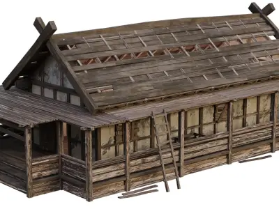 Old Medieval Building House 4K Textures GameReady 56 Low-poly 3D model