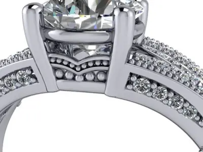Engagement Ring Vintage Filigree Ring Milgrain Art Deco Antique  3D print model