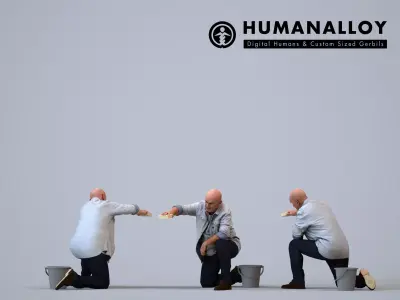 00103Erik006 - Senior Caucasian man crouching while washing car 3D model