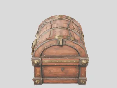 mighty wooden treasure chest Low-poly 3D model