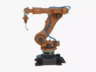 Industrial Welding Robot Orange Rusty Low-poly 3D model