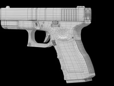 Glock 19 Blue Low-poly 3D model