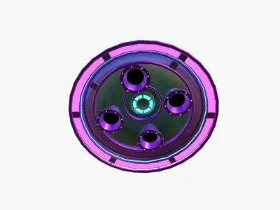 Alien Spaceship UFO F04 Purple Blue - Sci Fi Spacecraft Design Low-poly 3D model