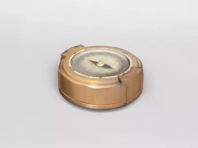 Vintage Wooden Compass 3D Model 3D model