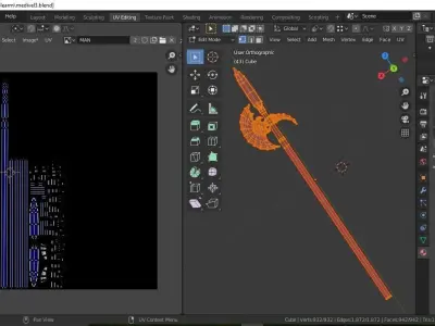 Medieval polearm game ready 3D model Low-poly 3D model