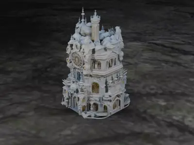 White Stone Castle  Fantasy Medieval Fortress 3D Model Low-poly 3D model
