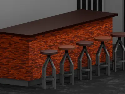 Industrial Loft Bar Set Collection 1 3D Model Pack