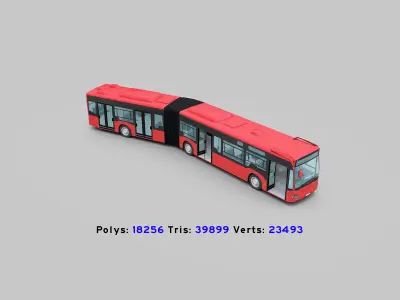 Long Bus with interior Low-poly 3D model