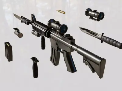 M4 Rifle Low-poly 3D model