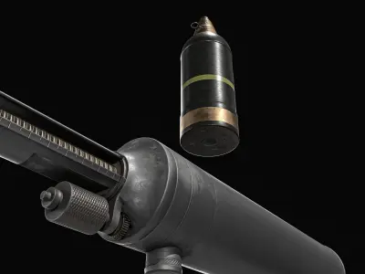 Type 97 Hand Grenade And Type 89 Grenade Launcher 3D model
