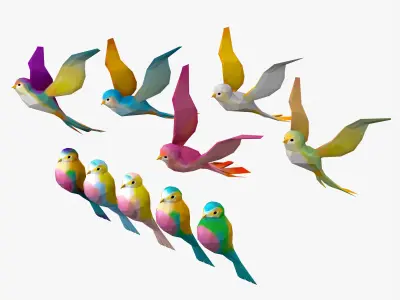 Cartoon Birds -LOW POLY Low-poly 3D model