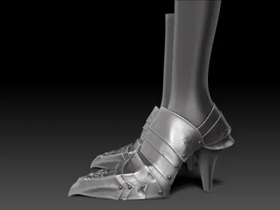  Female Knigt Foot Armor Sculpt Project 3D model