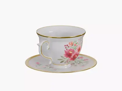 Vintage teacup Low-poly 3D model