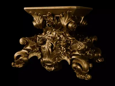Ornate Corinthian Capital Pedestal - Baroque Decorative Base 3D model