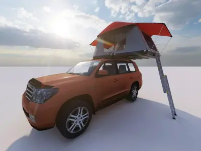 Vehicle Top Tent Model Low-poly 3D model