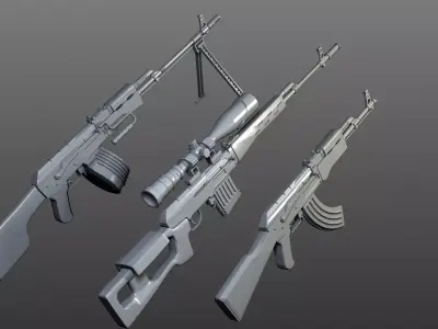 Kalashnikov collection two rifles 3D model