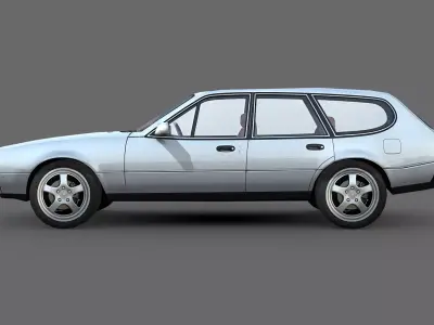 Old School Station Wagon Low-poly 3D model