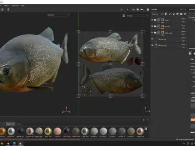 Piranha fish Low-poly 3D model purchase