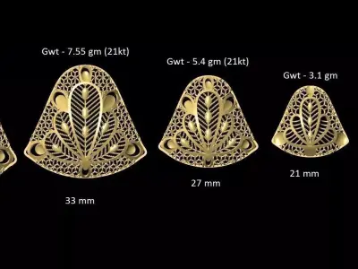 VR-PND2328 set of gold earrings 3D print model