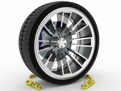 ORTAS CAR WHEEL RIM 97 GAME READY WHEEL RIM TIRE 3D model