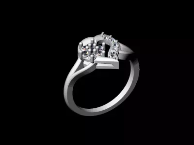 Heart shape diamond ring 3D model