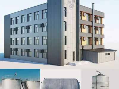Industrial building and Capacities 3D Model Pack