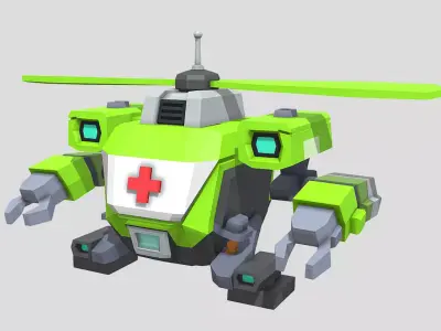 Rescue Helicopter Robot Game Ready 3D Model Low-poly 3D model