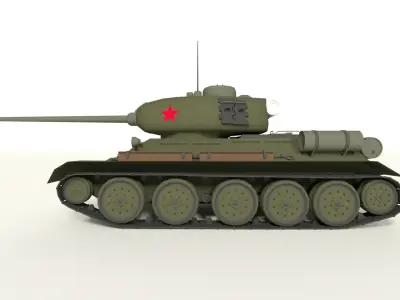Tank Cartoon Stylized Russian T 34 85 Low-poly 3D model