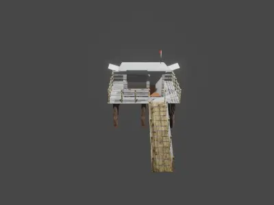 Baywatch Beach Hut Low-poly 3D model
