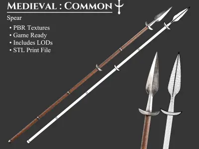 Medieval Collection Weapons Spears 3D Model Pack