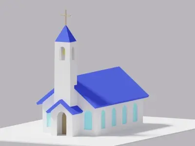 Low Poly Cartoon Simple Church 3D model